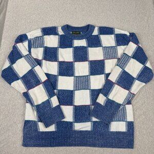 Vtg Colours by Alexander Julian 3D Square Mens XL Cable Knit Sweater Biggie USA